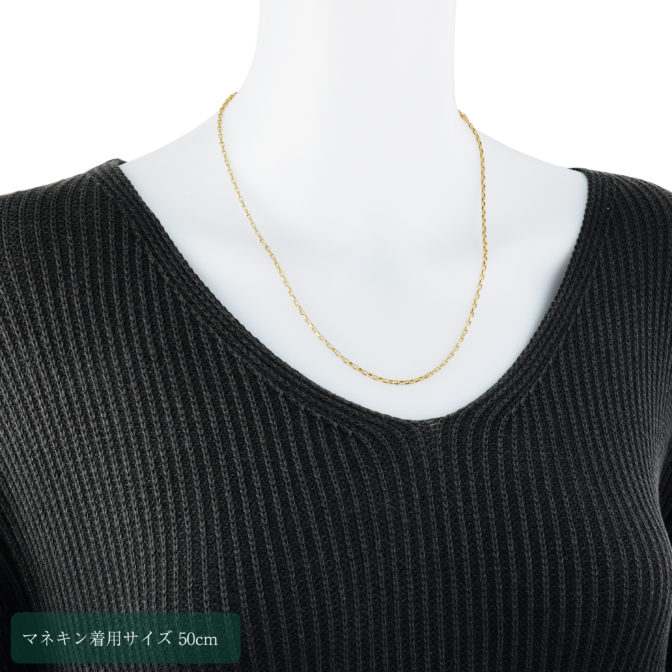 K18 18金 スクエア アズキ ネックレス 2mm幅 50cm