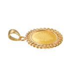 K24 純金 コインペンダント クラウン & 獅子エンブレム 1/25oz 2面カット 喜平フレーム