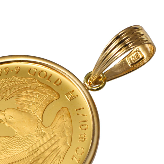 K24 純金 コインペンダント イーグル 1/10oz シンプルフレーム