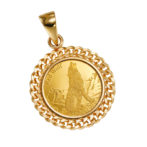 K24 純金 コインペンダント ウルフ & コンドル 1/25oz 2面カット 喜平フレーム