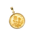 K24 純金 コインペンダント トップ ラヴィアン ローズ 1/20oz シンプルフレーム