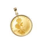 K24 純金 コイン ペンダント ローズ ラヴィアン ローズ 1/10oz シンプルフレーム