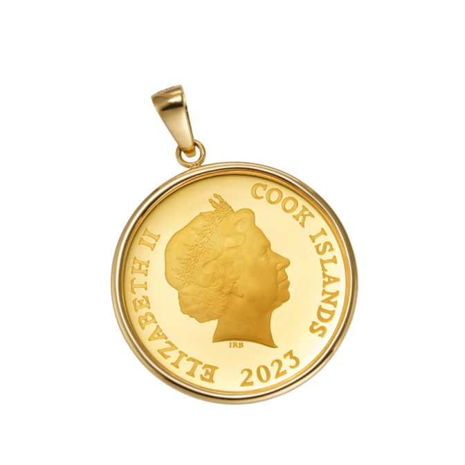 K24 純金 コイン ペンダント ローズ ラヴィアン ローズ 1/10oz シンプルフレーム