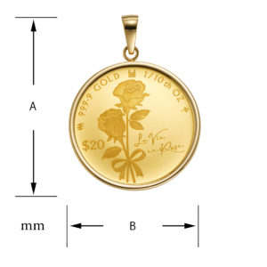 K24 純金 コイン ペンダント ローズ ラヴィアン ローズ 1/10oz シンプルフレーム