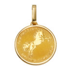 K24 純金 コインペンダント ランホース & ホースシュー 1/5oz シンプルフレーム