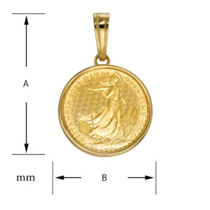 K24 純金 コイン ペンダント ブリタニア & チャールズ 1/4oz シンプルフレーム