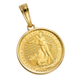 K24 純金 コイン ペンダント ブリタニア チャールズ 1/4oz シンプルフレーム