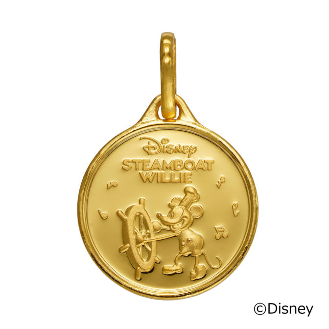 K24 純金 ディズニー メダル ペンダント 1/10oz 蒸気船ウィリー
