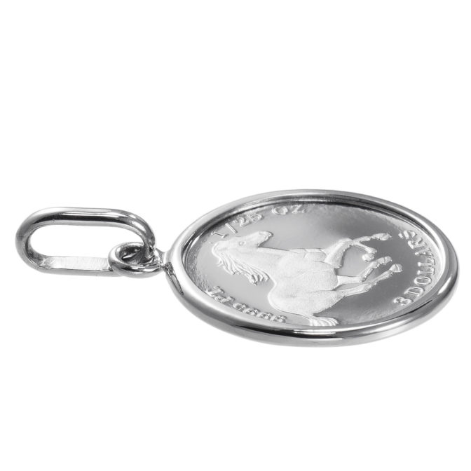 純プラチナ Pt999 コインペンダント ツバル ホース 1/25oz シンプルフレーム
