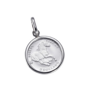 Pt999 純プラチナ コイン ペンダント ツバル ホース 1/25oz シンプルフレーム