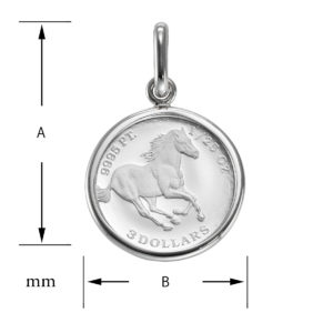 純プラチナ Pt999 コインペンダント ツバル ホース 1/25oz シンプルフレーム