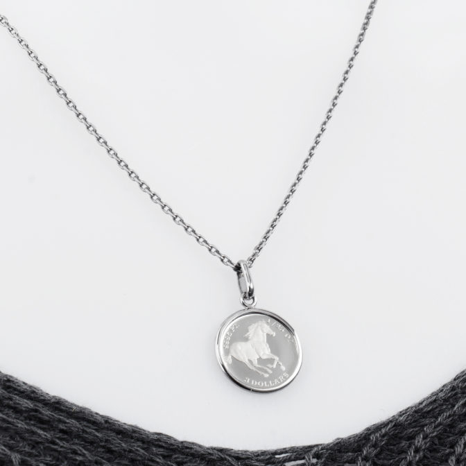 純プラチナ Pt999 コインペンダント ツバル ホース 1/25oz シンプルフレーム