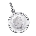 純プラチナ Pt999 コインペンダント ツバル ホース 1/25oz シンプルフレーム