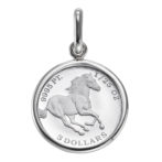 純プラチナ Pt999 コインペンダント ツバル ホース 1/25oz シンプルフレーム