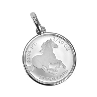 Pt999 純プラチナ コイン ペンダント ツバル ホース 1/10oz シンプルフレーム
