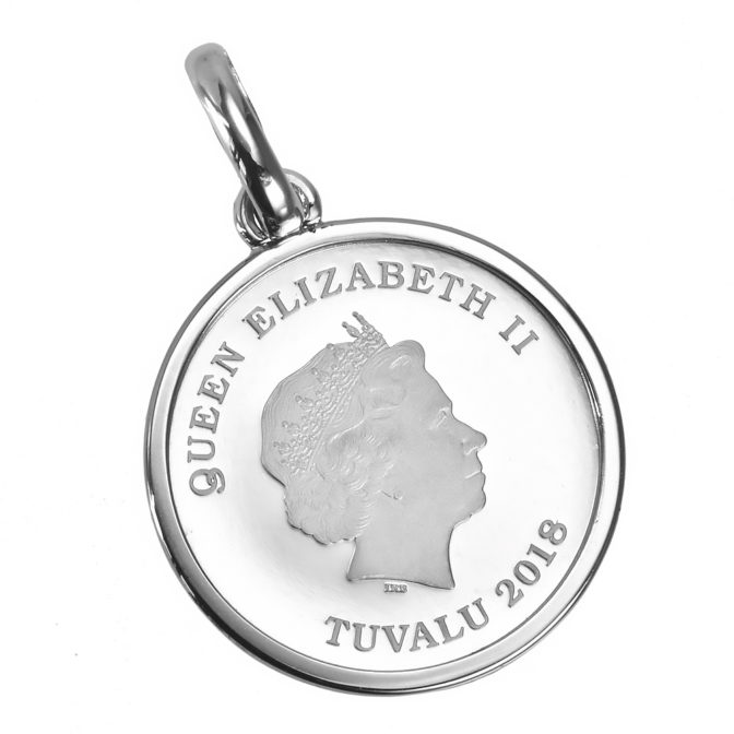 純プラチナ ツバルホース コイン ペンダント 1/10oz シンプルフレーム