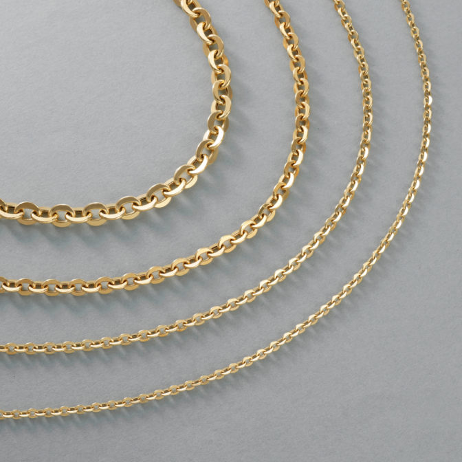 K18 18金 Oリンクチェーンネックレス 3.4mm幅