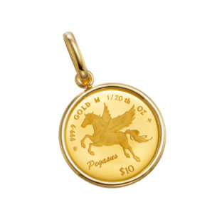 K24 純金 コイン ペンダント ペガサス & チャールズ 1/20oz シンプルフレーム