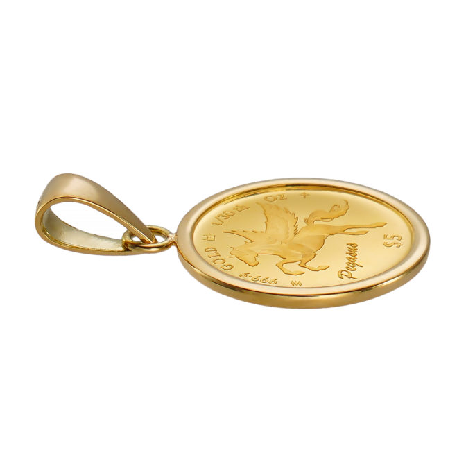 K24 純金 コインペンダント ペガサス チャールズ 1/30oz シンプルフレーム