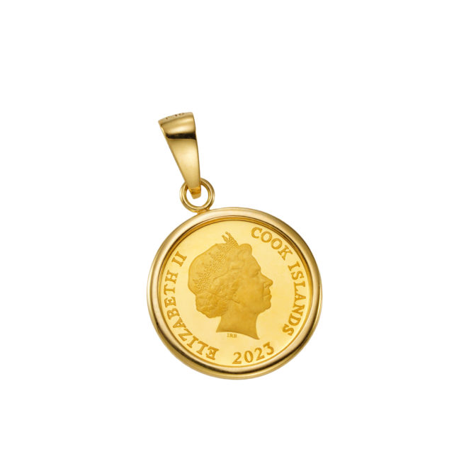 K24 純金 コインペンダント ユニコーン エリザベス 1/30oz シンプルフレーム