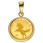 K24 純金 コインペンダント ユニコーン エリザベス 1/30oz シンプルフレーム