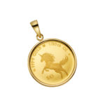 K24 純金 コインペンダント ユニコーン エリザベス 1/20oz シンプルフレーム