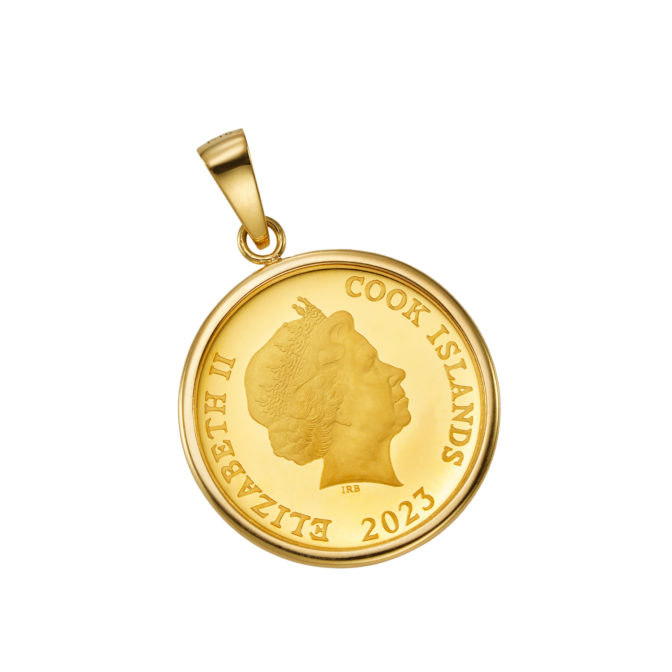 K24 純金 コインペンダント ユニコーン エリザベス 1/20oz シンプルフレーム
