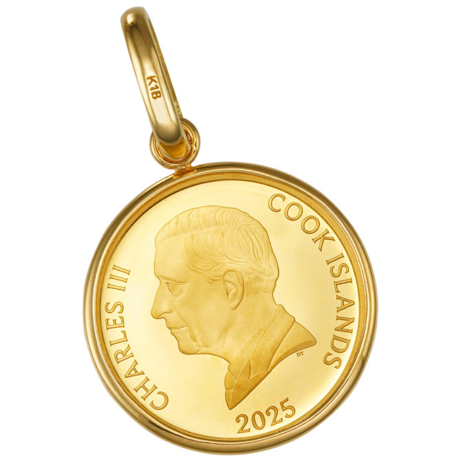 K24 純金 コインペンダント ユニコーン エリザベス 1/20oz シンプルフレーム