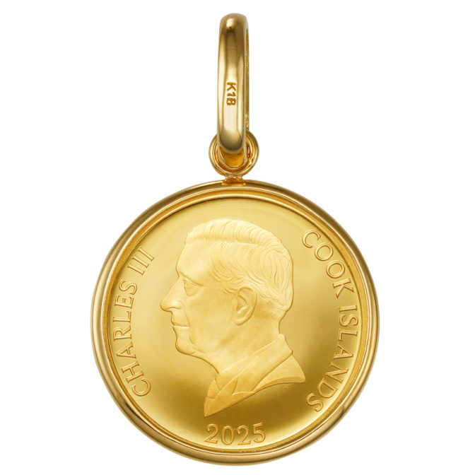 K24 純金 コインペンダント ユニコーン エリザベス 1/20oz シンプルフレーム