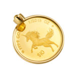K24 純金 コインペンダント ユニコーン エリザベス 1/20oz シンプルフレーム