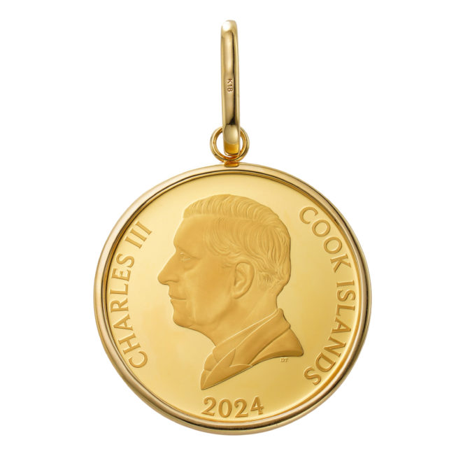 K24 純金 コインペンダント ドラゴン 龍 辰 1/2oz シンプルフレーム