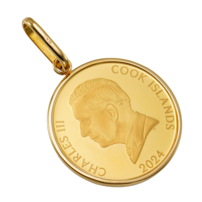 K24 純金 コインペンダント ドラゴン 龍 辰 1/2oz シンプルフレーム