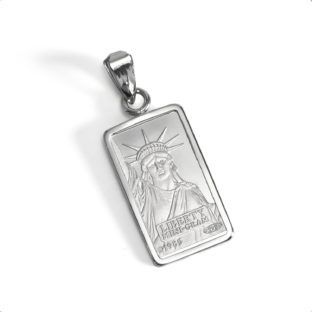 Pt999 純プラチナ インゴット ペンダント リバティ 自由の女神 1g シンプルフレーム