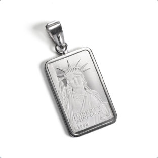 Pt999 純プラチナ インゴット ペンダント リバティ 自由の女神 2g シンプルフレーム