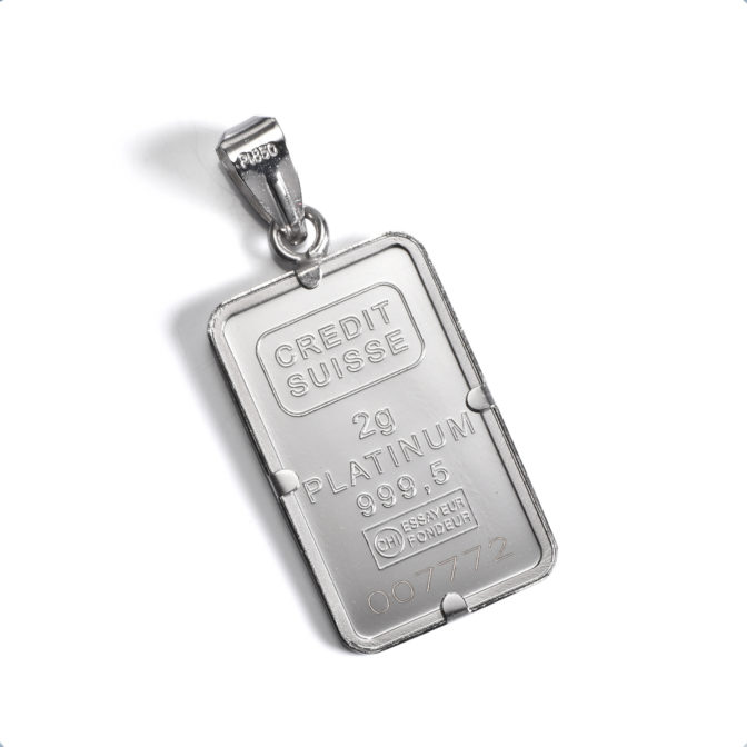 Pt999 純プラチナ ペンダントトップ リバティ インゴット 2g シンプルフレーム