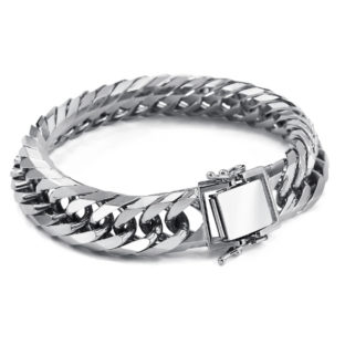 Pt850 プラチナ850 喜平ブレスレット 8面トリプル フラットカット 100g 21cm 12.8mm幅 中折れ ダブルストッパー