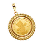 K24 純金 コインペンダント トップ テディベア デザインフレーム No.13