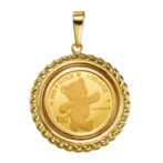 K24 純金 コインペンダント トップ テディベア デザインフレーム No.13