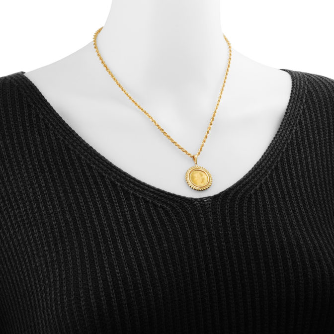 K24 純金 コインペンダント トップ テディベア デザインフレーム No.13