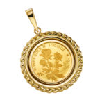 K24 純金 コインペンダント トップ ラヴィアン ローズ デザインフレーム No.13