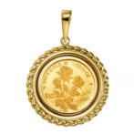 K24 純金 コインペンダント トップ ラヴィアン ローズ デザインフレーム No.13