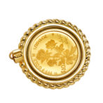 K24 純金 コインペンダント トップ ラヴィアン ローズ デザインフレーム No.13