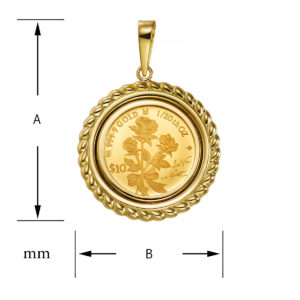 K24 純金 コインペンダント トップ ラヴィアン ローズ デザインフレーム No.13