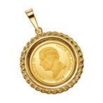 K24 純金 コインペンダント トップ 獅子 キングビースト デザインフレーム No.13