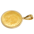 K24 純金 コインペンダント キングビースト 獅子 1/10oz シンプルフレーム