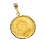 K24 純金 コインペンダント キングビースト 獅子 1/10oz シンプルフレーム