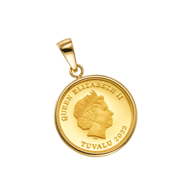 K24 純金 コインペンダント キャット チンチラ 1/25oz シンプルフレーム