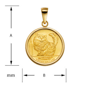 K24 純金 コインペンダント キャット チンチラ 1/25oz シンプルフレーム