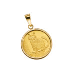 K24 純金 コインペンダント キャット ブリティッシュショートヘアー 1/25oz シンプルフレーム