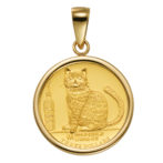 K24 純金 コインペンダント キャット ブリティッシュショートヘアー 1/25oz シンプルフレーム